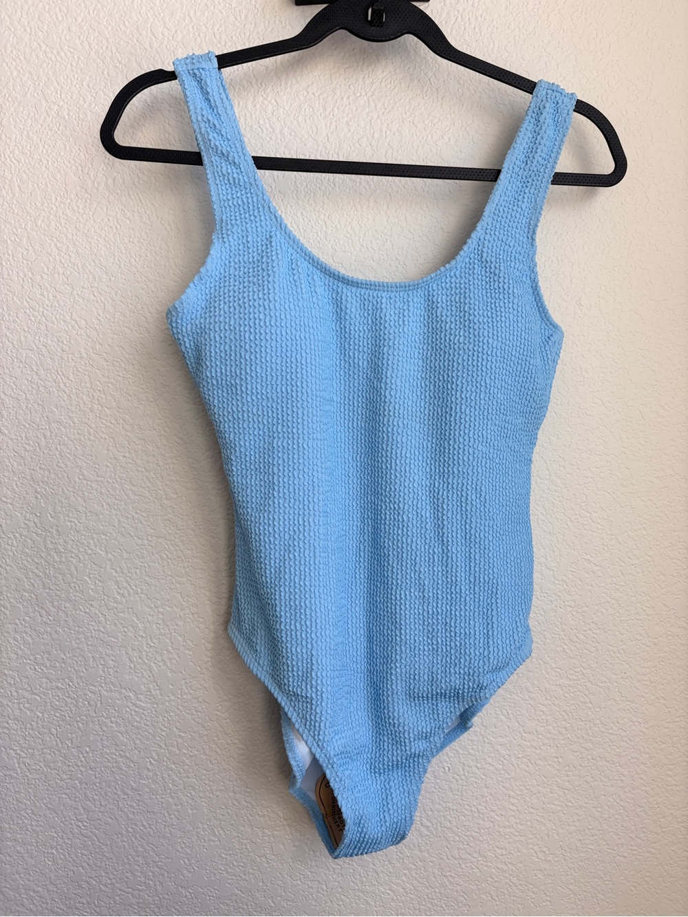Light Blue Textured One-Piece Bathing suit